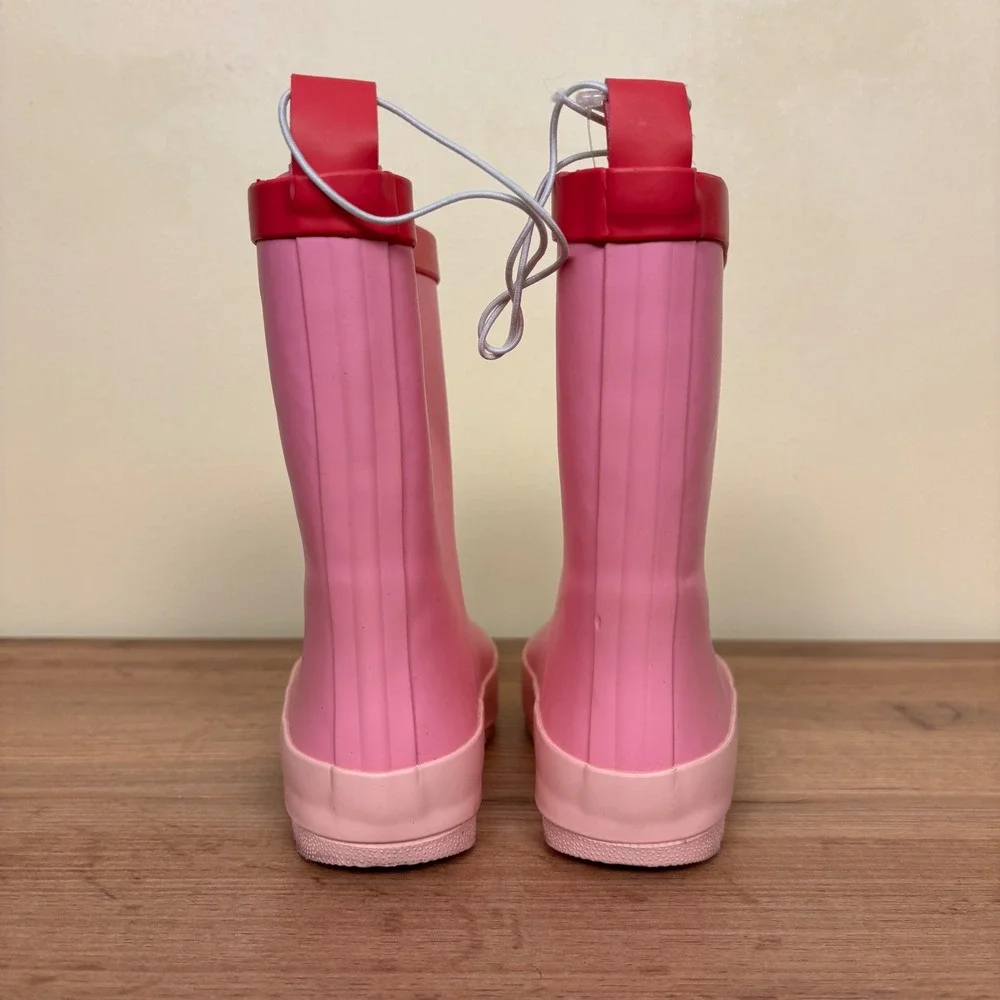 HARPER CANYON Audra Rain Boots Pink Kids Size 10 Rubber Waterproof Pull On